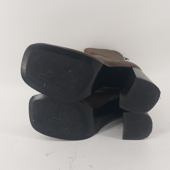 Mango leather heeled ankle boots in khaki Size 36/6 - Picture 8 of 9